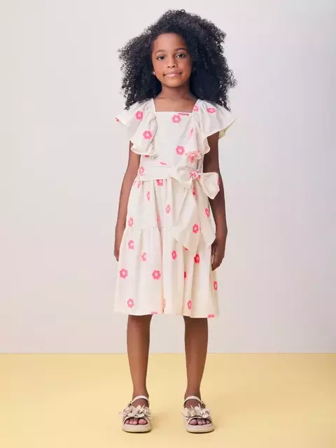 VESTIDO TRICOLINE FLORES NEON - comprar online