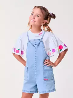 BLUSA COM MANGAS ESTAMPADAS E BABADO na internet