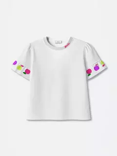 BLUSA COM MANGAS ESTAMPADAS E BABADO - comprar online
