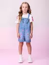 JARDINEIRA JEANS MORANGOS MOMI