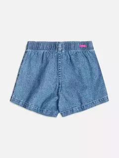 SHORTS JEANS BORDADO MORANGOS MOMI - Bolhinhas de Sabão
