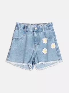 SHORTS JEANS APLIQUE FLORZINHA na internet