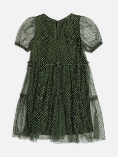 Vestido Tule Poá Flocado Momi - Bolhinhas de Sabão