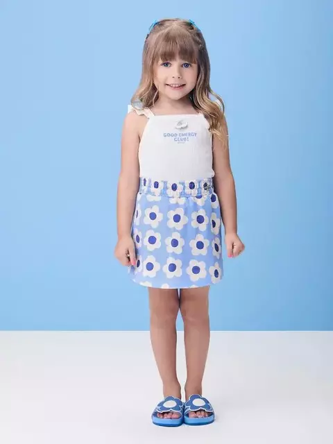 CONJUNTO AZUL COM APLIQUE DE FLOR - comprar online