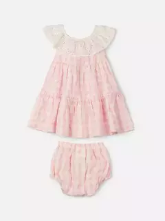 Vestido de Laise Xadrez Bordado Animê na internet