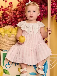 Vestido de Laise Xadrez Bordado Animê