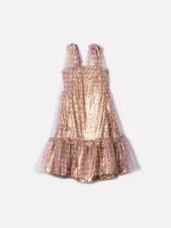 VESTIDO INFANTIL DOURADO DE PAETÊ na internet