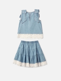 CONJUNTO BLUSA COM SAIA JEANS ANIMÊ - Bolhinhas de Sabão