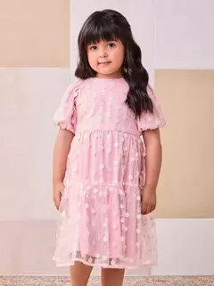 Vestido Rosa com Tule Bordado - comprar online