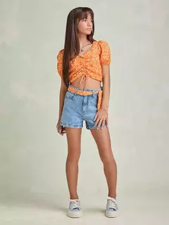 BATA LARANJA ESTAMPADA FLORAL I AM AUTHORIA - loja online