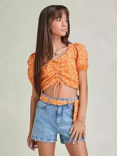 BATA LARANJA ESTAMPADA FLORAL I AM AUTHORIA