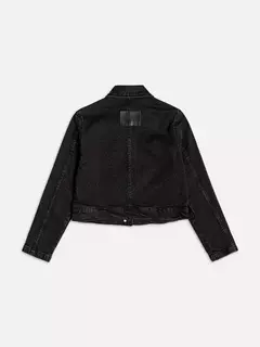 JAQUETA JEANS BLACK PEDRARIA 12Z PRETO - Bolhinhas de Sabão