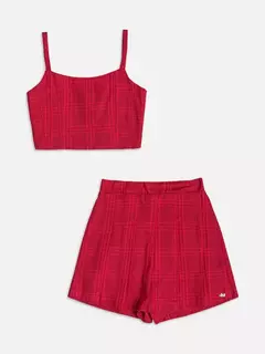 CJ TOP SHORTS SAIA XADREZ VERMELHO na internet