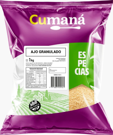 Ajo Granulado S/TACC Cumana 1 kg Pack x 3 unidades
