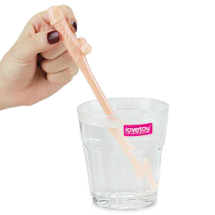 00202 | Kit com 9 Canudos Pênis Original Willy Straws Bege - LOVETOY na internet