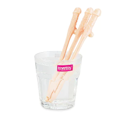 00202 | Kit com 9 Canudos Pênis Original Willy Straws Bege - LOVETOY - E-VARIEDADES