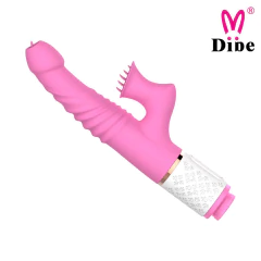 01247 | Vibrador com 7 modos de vibração, estimulador clitoriano, 7 intensidades de movimentos vai e vem com texturização no corpo do vibrado - DIBE - E-VARIEDADES