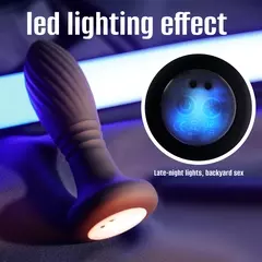 02549 | Plug Anal em Silicone com LED,com 10 Modos de Vibração e movimetos de vai e vem,e Controle Remoto sem Fio - VIPMIX