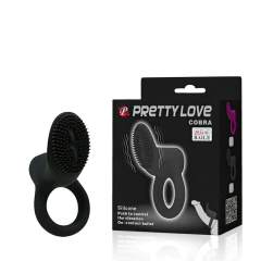 100083 | Anel peniano com vibrador e estimulador de clitóris feitos de silicone - PRETTY LOVE - loja online