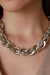 Maxi Colar Luana Corrente Grumet e Corrente Snake Banhado Rodio Branco - comprar online