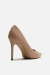 Scarpin Nude Couro Salto Alto Fino Bico Fino - Pistaxe Modas