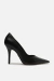 Scarpin Preto Couro Salto Alto Fino Bico Fino
