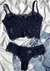 Conjunto de Lingerie Aurora Corset com Aro de Sustentação Em Renda Chantilly Sem Bojo - Confortável e Versátil Azul Marinho - Nanda lingeries