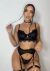 Conjunto de Lingerie Nayara - 3 Peças: Sutiã com Aro, Calcinha, Cinta-Liga Ajustável - Confortável e Sexy Preto - comprar online