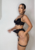 Conjunto de Lingerie Nayara - 3 Peças: Sutiã com Aro, Calcinha, Cinta-Liga Ajustável - Confortável e Sexy Preto - Nanda lingeries