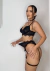 Conjunto de Lingerie Nayara - 3 Peças: Sutiã com Aro, Calcinha, Cinta-Liga Ajustável - Confortável e Sexy Preto - Nanda lingeries