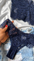 Conjunto de Lingerie Aurora Corset com Aro de Sustentação Em Renda Chantilly Sem Bojo - Confortável e Versátil Azul Marinho
