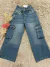 Jeans Wide Leg Cargo con Oxido