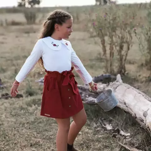 Pollera Isaura Rojo Carmín