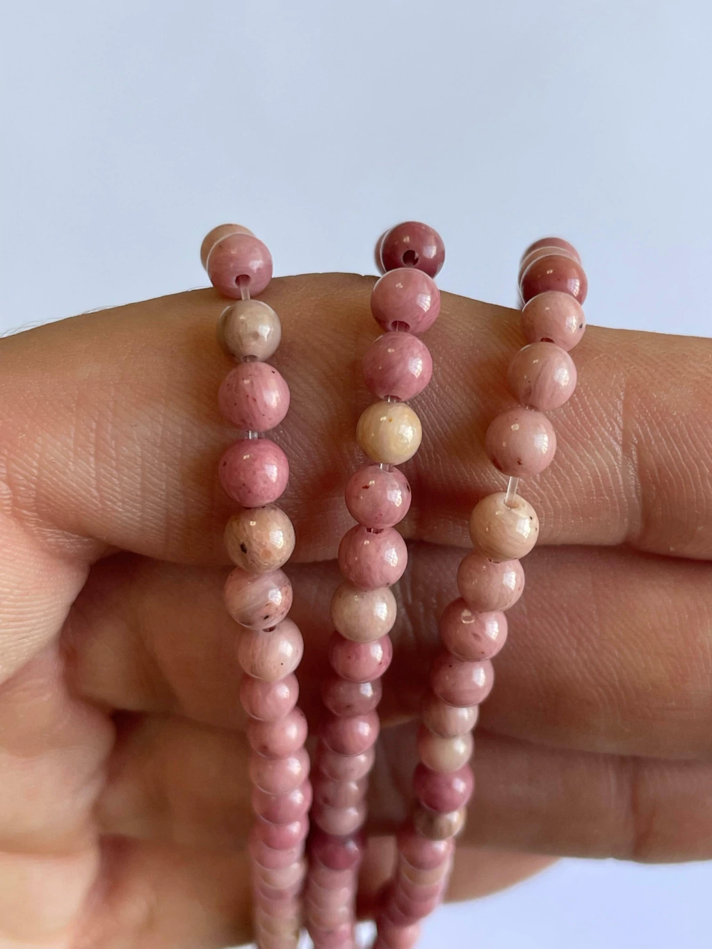 Tira piedra natural. Rodonita rosa