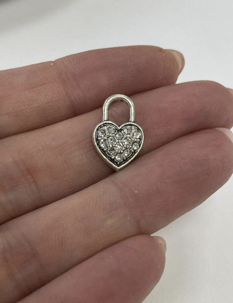 Dije candado corazón. Strass