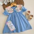 Vestido Gola Floral Azul