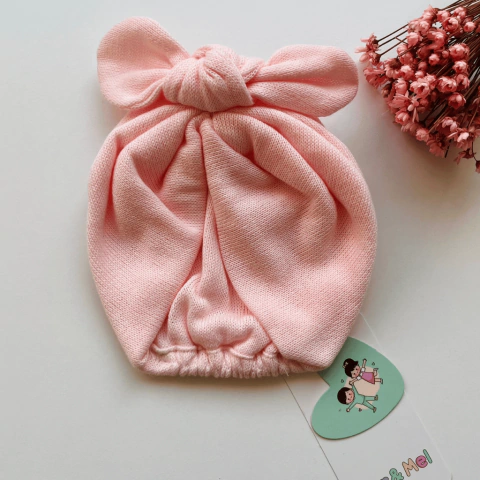 Touca Turbante Nó Rosa Bebê