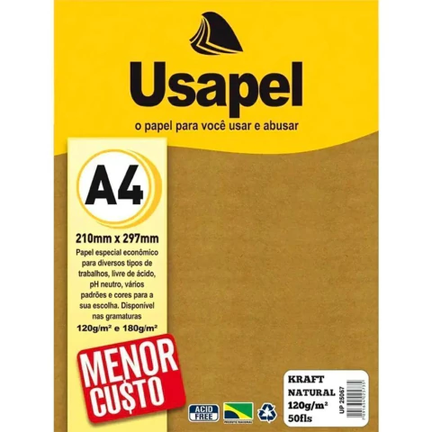 PAPEL USAPEL A4 120G 50F REF 25067 - KRAFT NATURAL