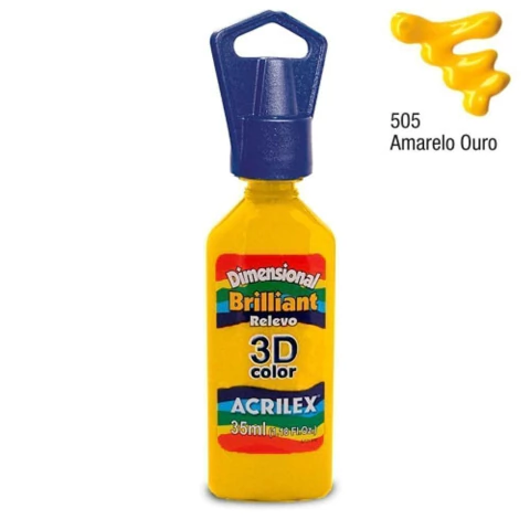 TINTA ACRILEX DIMENSIONAL BRILHANTE 35ML 505 - AMARELO OURO
