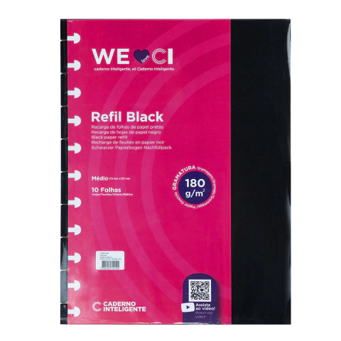REFIL PARA CADERNO INTELIGENTE MEDIO BLACK 10F