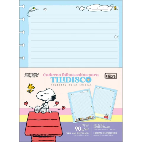 REFIL PARA TILIDISCO TILIBRA UNIVERSITÁRIO 90G SNOOPY 50F