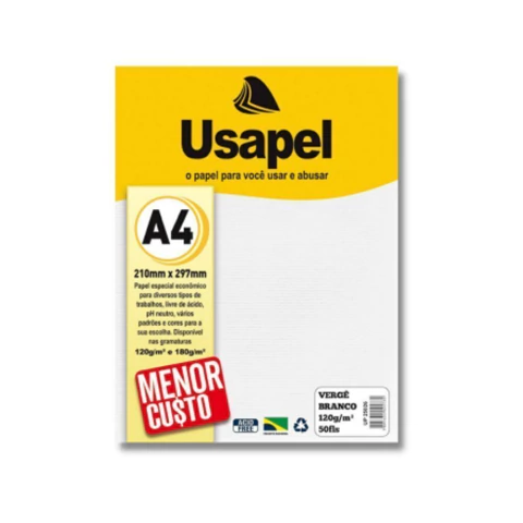 PAPEL USAPEL VERGE 120G 50F A4 - BRANCO