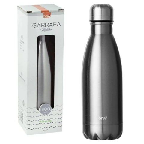 GARRAFA DE AÇO BRW INOXIDÁVEL 500ML - AÇO ESCOVADO GA0102