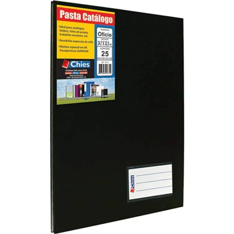 PASTA CATALOGO CHIES OFICIO COM 25 ENVELOPES - PRETO