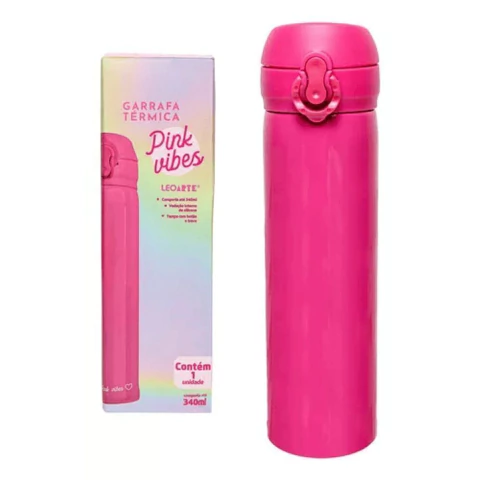 GARRAFA TERMICA PINK VIBES 340ML LEOARTE