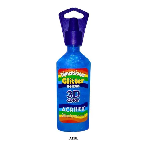 TINTA ACRILEX DIMENSIONAL GLITTER 3D 35ML - AZUL