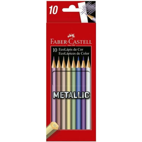 LÁPIS DE COR ECOLÁPIS METALLIC FABER CASTELL COM 10 CORES