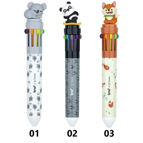 CANETA ESFEROGRÁFICA BRW COM 10 CORES - ANIMALS REF CA0510