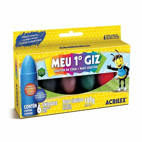 GIZ DE CERA ACRILEX GRANDE COM 6 MEU PRIMEIRO GIZ