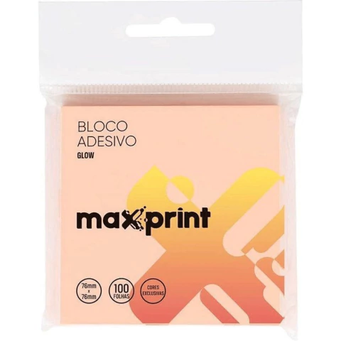 BLOCO ADESIVO MAXPRINT COM 100F 76X76MM REF 74000122 - GLOW